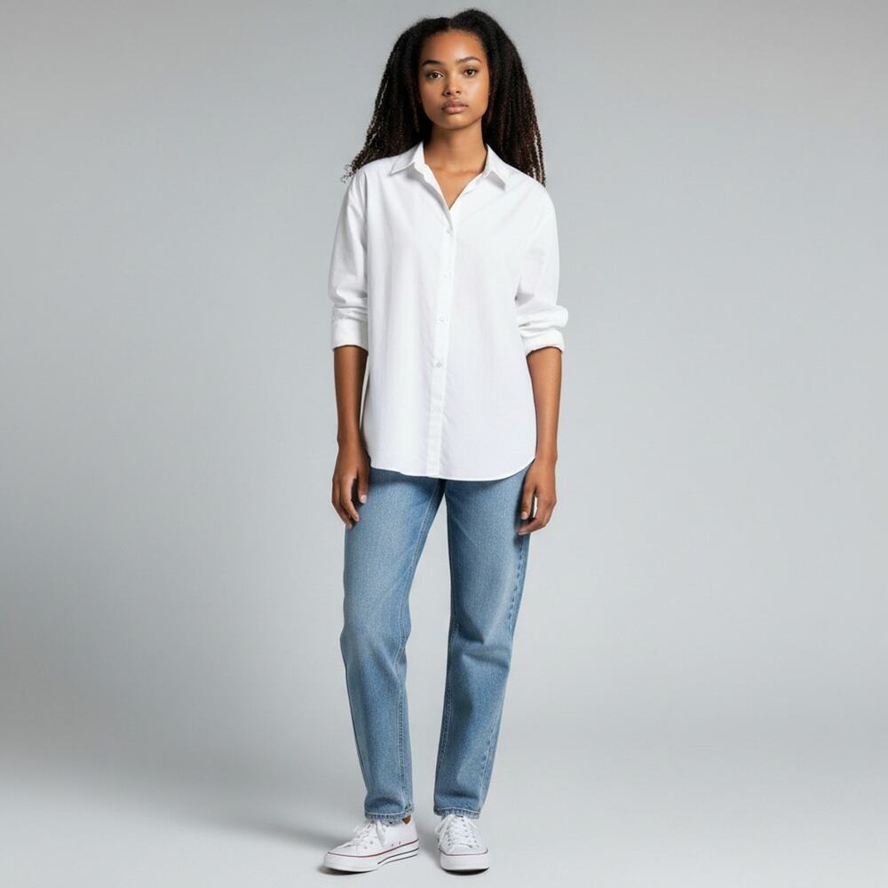 NWT Soya Concept White Collar Long Sleeve Button Up Top XL Cotton Blend Tunic